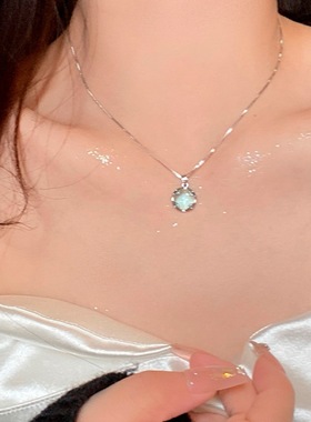 海蓝水晶项链女小众高级感