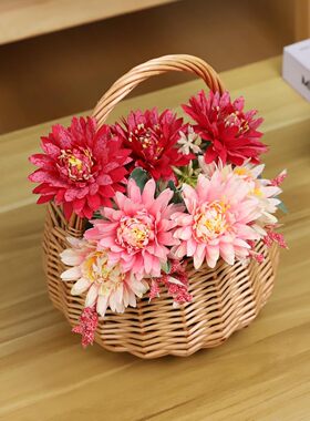 手工编织花艺插花柳编提蔬菜水果采摘篮藤编收纳筐零食杂物储物筐