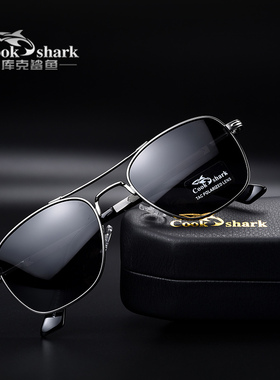 库克鲨鱼防紫外线经典方框太阳镜