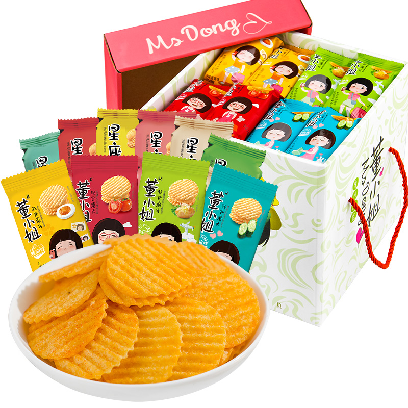 董小姐黄瓜一箱批发超大包礼包薯片 新之瑞食品膨化食品