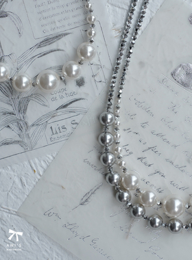 正圆澳白色珍珠水晶925银项链