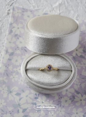 坦桑石银镀金日系简约开口戒指