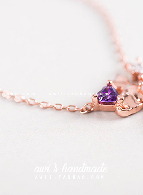 猫咪项链takeup锆石925银镀金