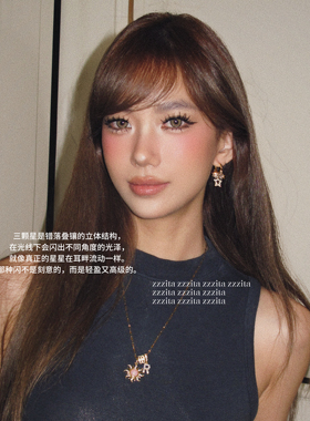 ZZZITA 星愿成真•Dream Star～百搭复古简约小众闪钻五角星耳环