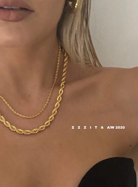 zzzita法式复古麻花感散发项链