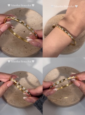 闪钻金色手镯欧美复古辣妹