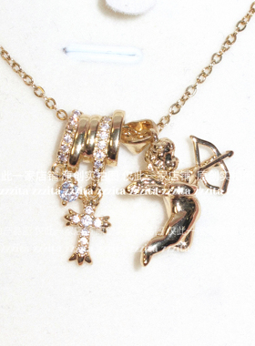 ZZZITA 真爱至上·Love Actually～闪钻丘比特十字架小众设计项链