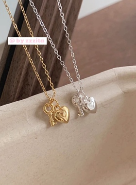 ZZZITA 心门锁～通体925纯银迷你爱心小锁项链气质百搭韩系锁骨链