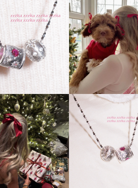 ZZZITA 幸运之轮•Scarlet Destiny～设计感百搭红色闪钻拉丝项链