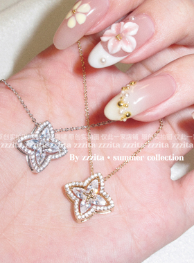 ZZZITA 日光岛屿·Sunny Island～百搭简约闪钻四芒星项链锁骨链