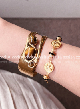 ZZZITA 野性都市·City Wildness～不规则宽面金色手镯古币手链