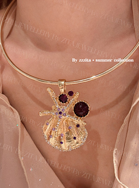 ZZZITA 爱在午夜降临前·before midnight～中古紫钻贝壳吊坠项链