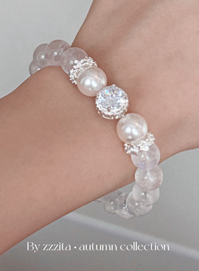 ZZZITA 原创天然蓝月光石水晶手串送礼物