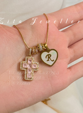 ZZZITA 甜心契约•Sweet Devil～原创小众定制字母闪钻十字架项链