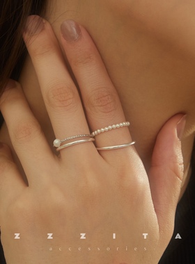 极细施华洛强光珍珠戒指