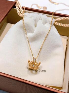 周先生钻石皇冠项链s925纯银镀18K黄金 女王桂冠博物馆锁骨链气质