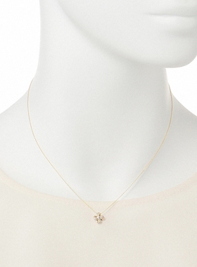 日本pot vechio四叶草项链 女18K黄·金纯银立体花瓣钻石锁骨链潮