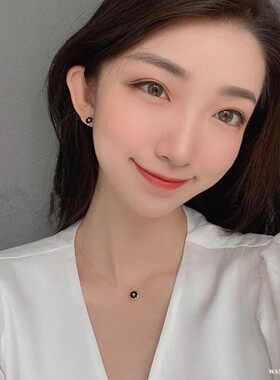 巴洛克18K金黑玛瑙圆形项链 女法式小香风复古纯银黑色八芒星礼物