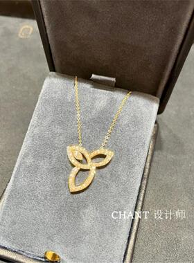 Lliy Clnstei三叶草马眼钻石项链女白金纯银树叶锁骨链百合花朵潮