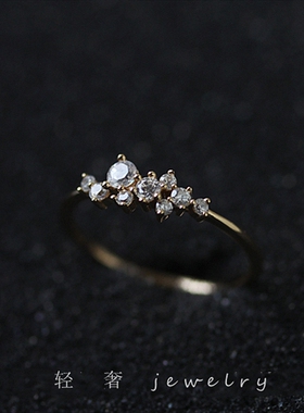 小花束繁星戒指女18k金纯银925