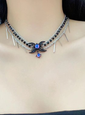 亚文化欧美黑色蝙蝠双层叠戴项链个性甜酷ins风时尚潮流锁骨链女