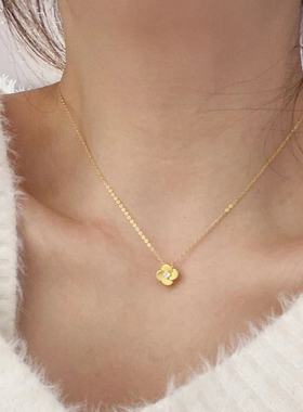 甜美小清新镶钻花朵吊坠链条项链优雅气质温柔淑女少女感锁骨链女