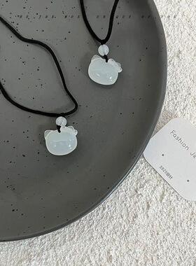 可爱KT猫吊坠项链女手工