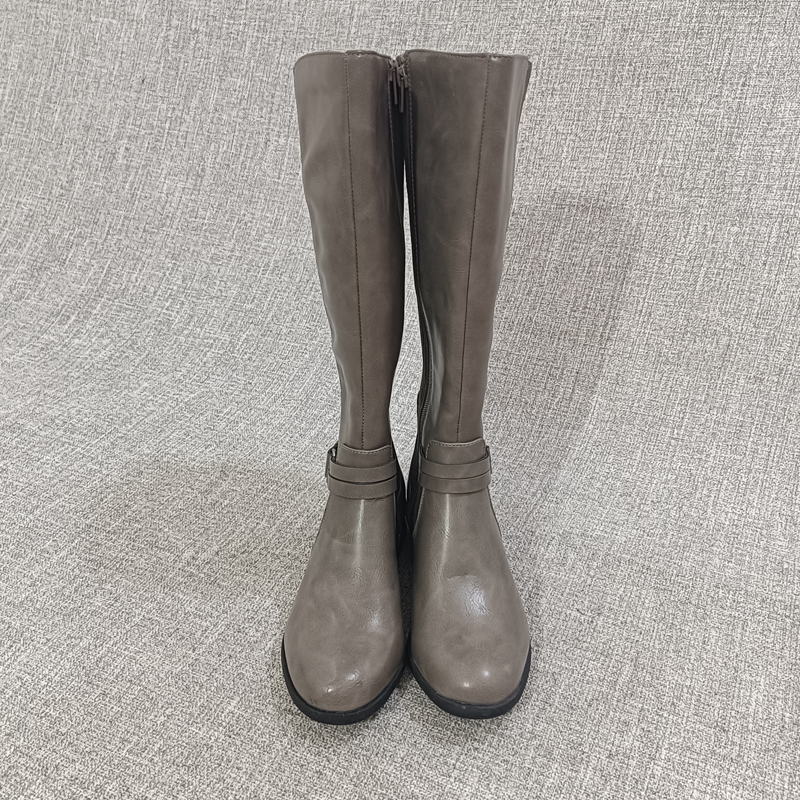 外贸2023款欧美冬季百搭中筒靴骑士靴大码女靴女鞋F4831 - 图1