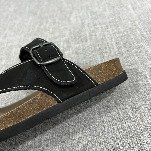 外贸夏季新款女士真皮夹趾休闲大码拖鞋女鞋软木拖 F6447 - 图2