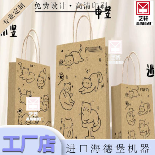 手提纸袋印刷柔纹纸哑光防刮扁绳手提绳商超地推私域引流购物礼袋 - 图1