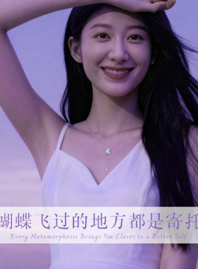 S925纯银蝴蝶精灵项链女生小众轻