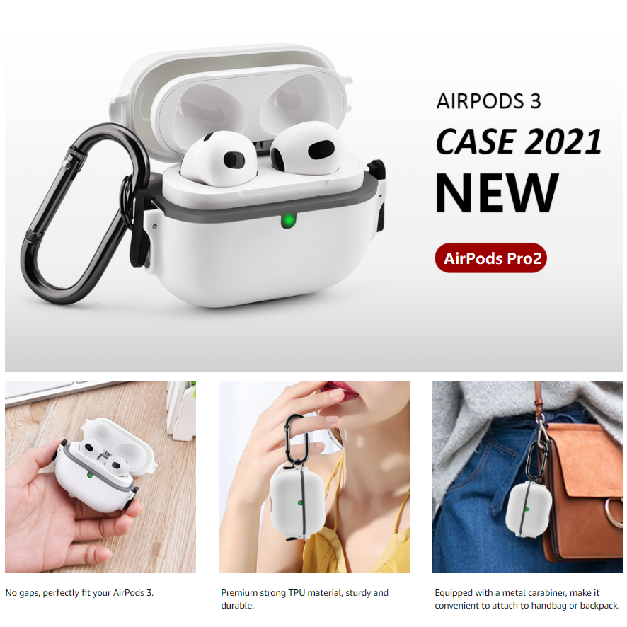 AirPods pro耳机保护套适用苹果五代保护壳双锁扣弹射华强北4代壳airpodspro2耳机套airpods3壳硅胶防尘塞