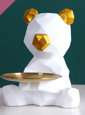 北欧轻奢小熊收纳摆件创意鞋柜进门口玄关钥匙客厅招财猫家居装饰