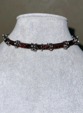 辣妹甜酷朋克裂纹皮带项圈choker项链女小众设计感金属圈圈颈链