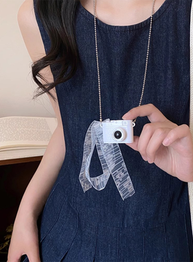 随身记录~闪光相机吊坠项链女春夏个性嘻哈长款卫衣链设计感配饰