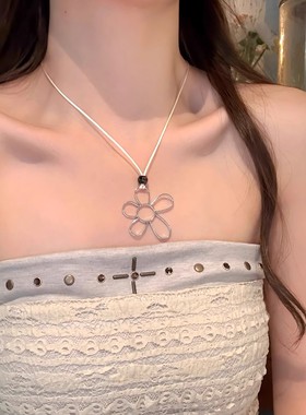 游园会~镂空大花朵编绳吊坠项链女夏日海边度假风配饰