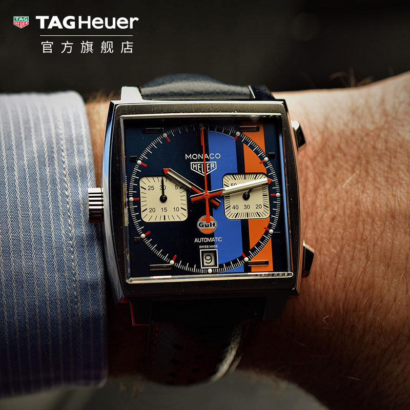 TAG Heuer泰格豪雅摩纳哥Gulf特别款机械表CAW211R.FC6401