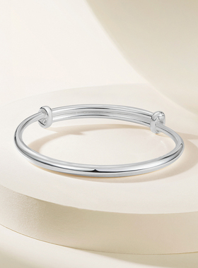 周六福双扣镯手镯999足银实心镯