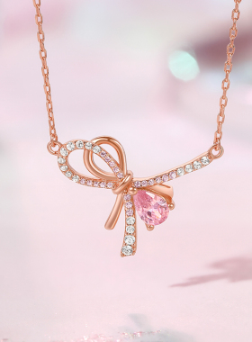 蝴蝶结项链锁骨链周六福925银