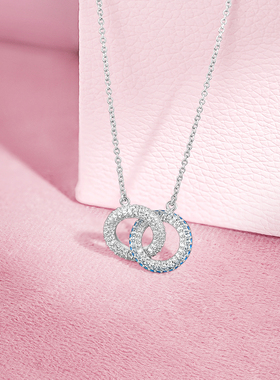 周六福小闪环项链女链坠S925银时