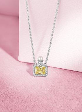 周六福项链女珍珠香水链坠S925银