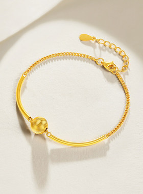 周六福炫闪小金球S925银手链