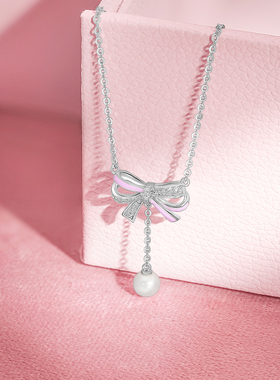 周六福S925银女蝴蝶结项链