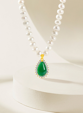 周六福项链女淡水珍珠链坠S925银