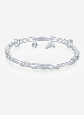 周六福繁花似锦手镯女S999银实心