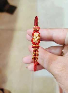 龙年可调节双连扣大小桃花结原创