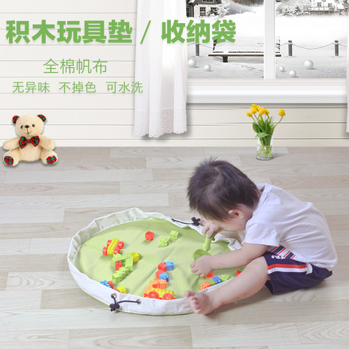 玩具收纳袋 全棉帆布玩具束口袋抽绳挂袋快速整理玩具袋小号 - 图2