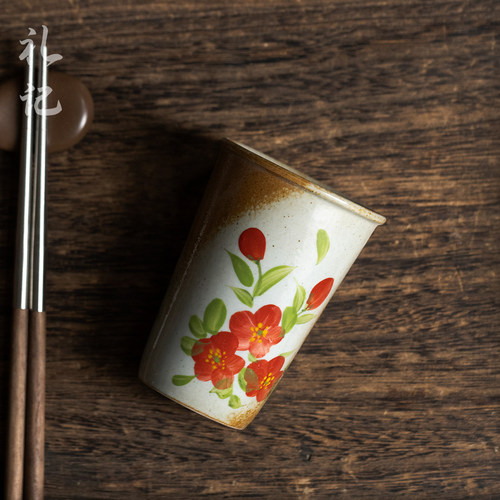 创意复古花卉马克杯家用文艺小清新陶瓷杯办公室小清新牛奶咖啡杯 - 图0