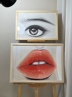 纹绣店工作室培训机构画架展示装饰画眉眼唇挂画美容院野生眉雾眉