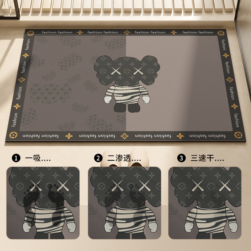 硅藻泥地垫浴室吸水垫子卫生间门口防滑脚垫速干厕所地毯入户门垫